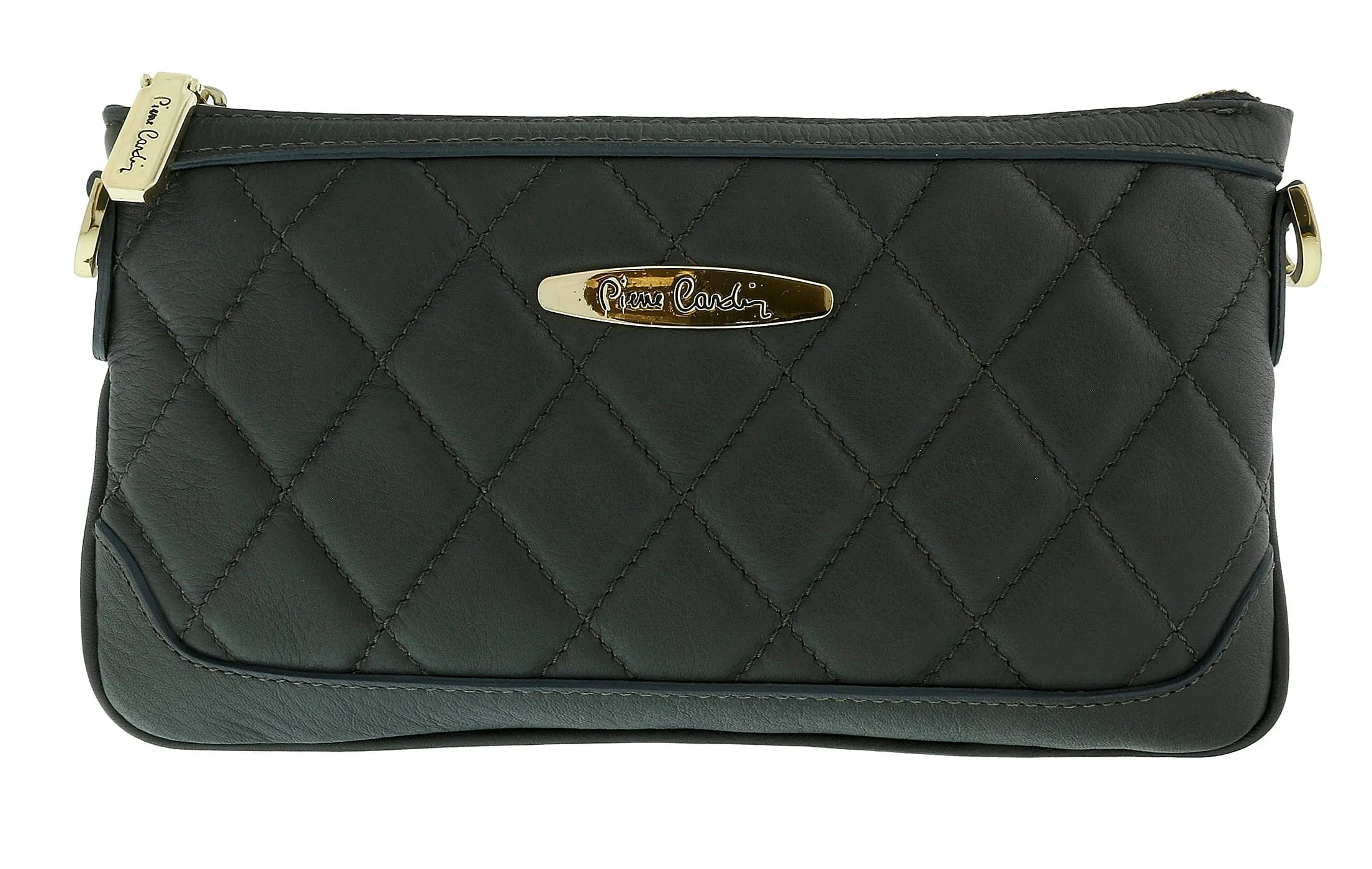 Pierre Cardin ;ight Grey Leather Quilted Crossbody Bag