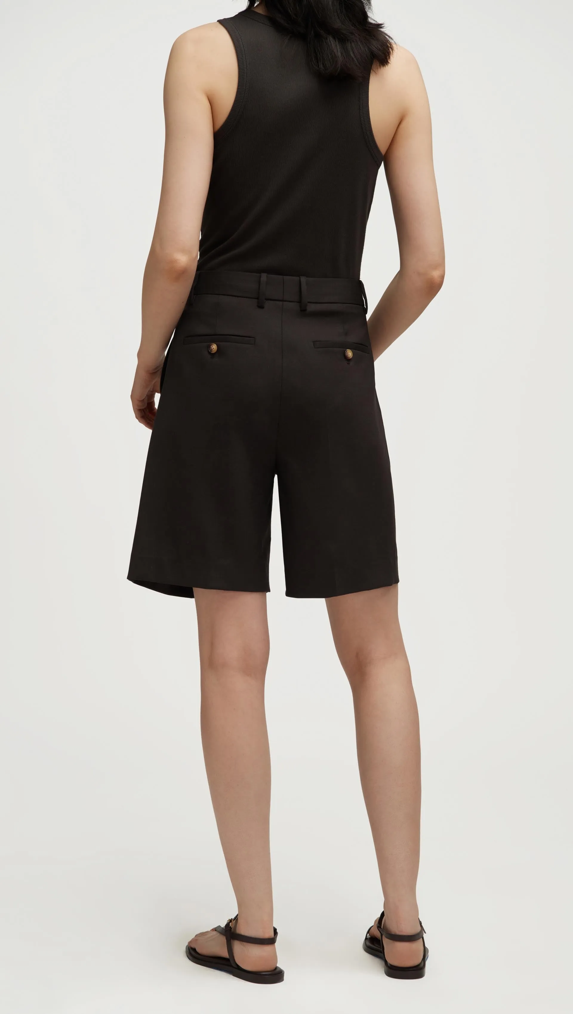Pleated Shorts in Seasonless Wool | Smoke
