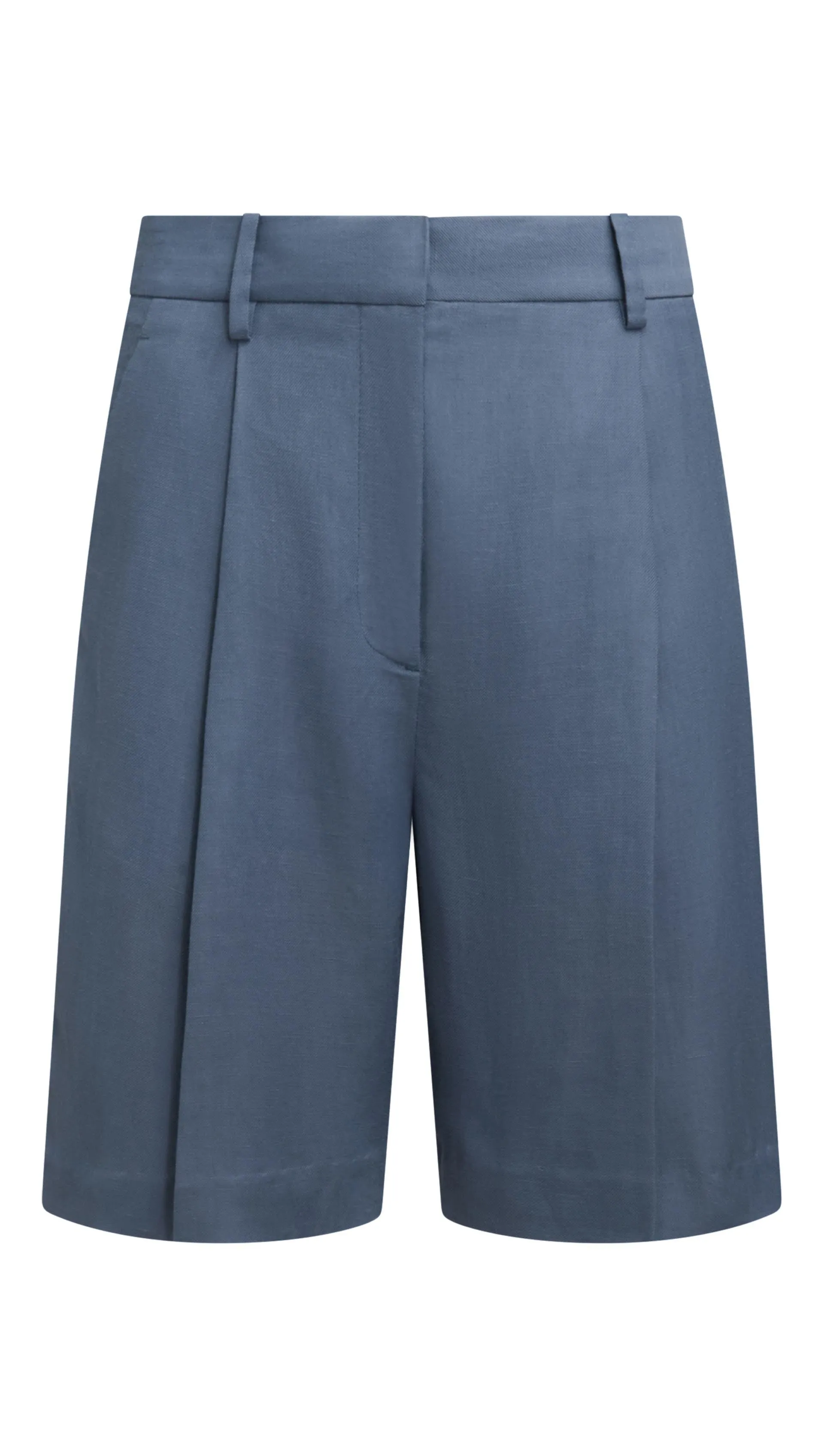 Pleated Shorts in Viscose Linen Twill | Powder Blue