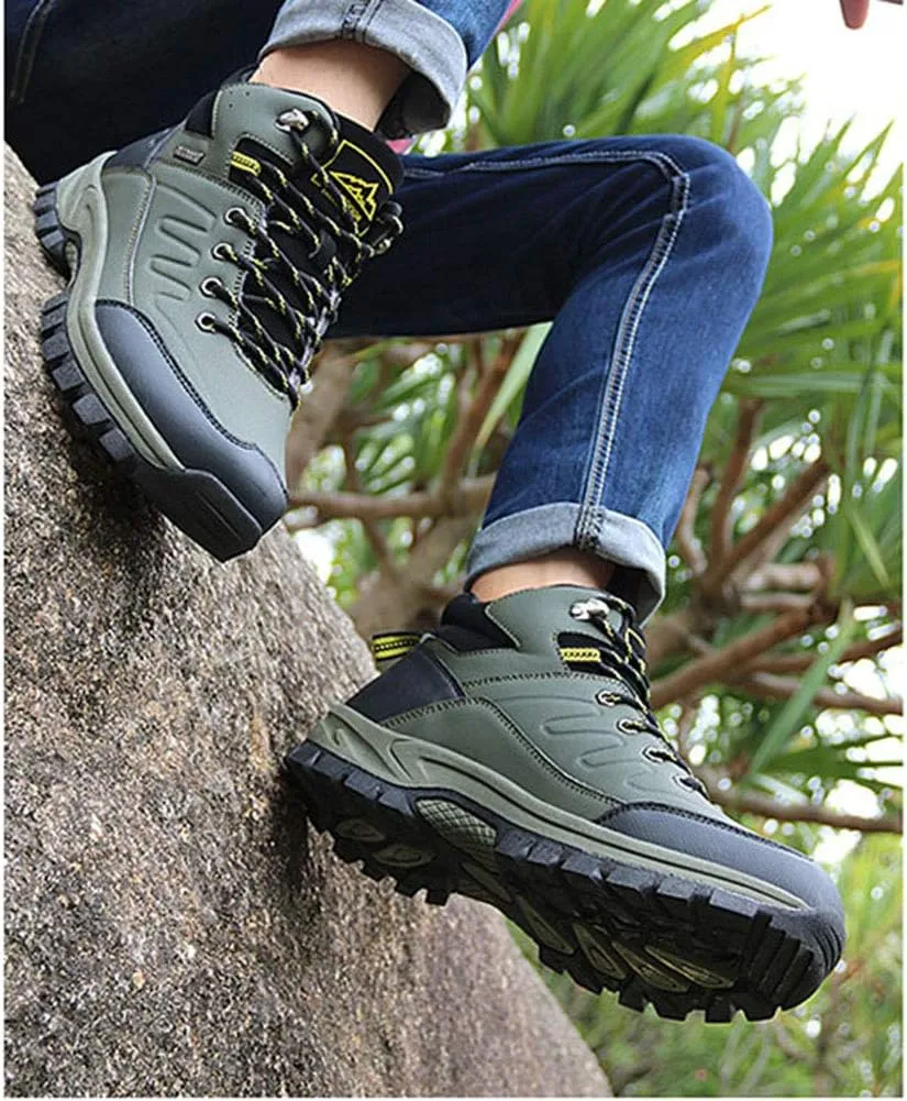 Plus Velvet Hiking Shoes, Wear-Resistant and Breathable Leather Cotton Shoes Snow Boots