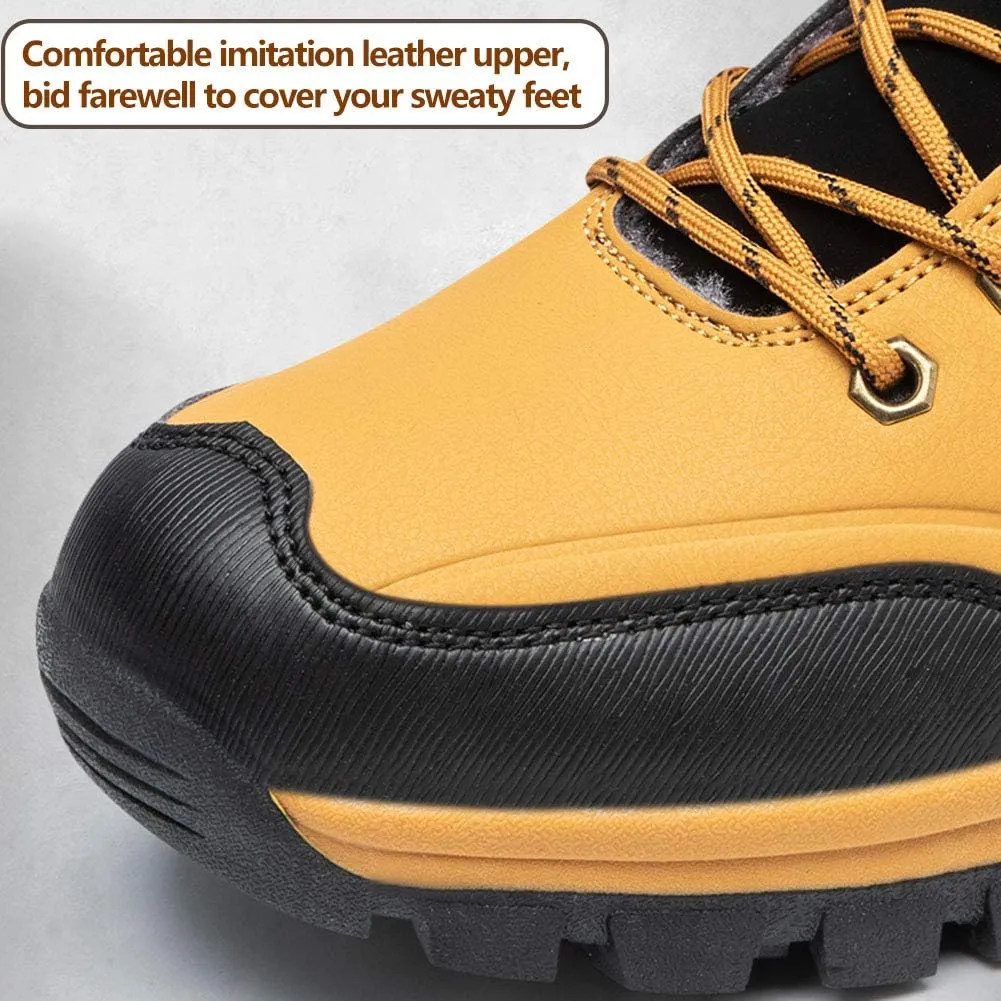 Plus Velvet Hiking Shoes, Wear-Resistant and Breathable Leather Cotton Shoes Snow Boots