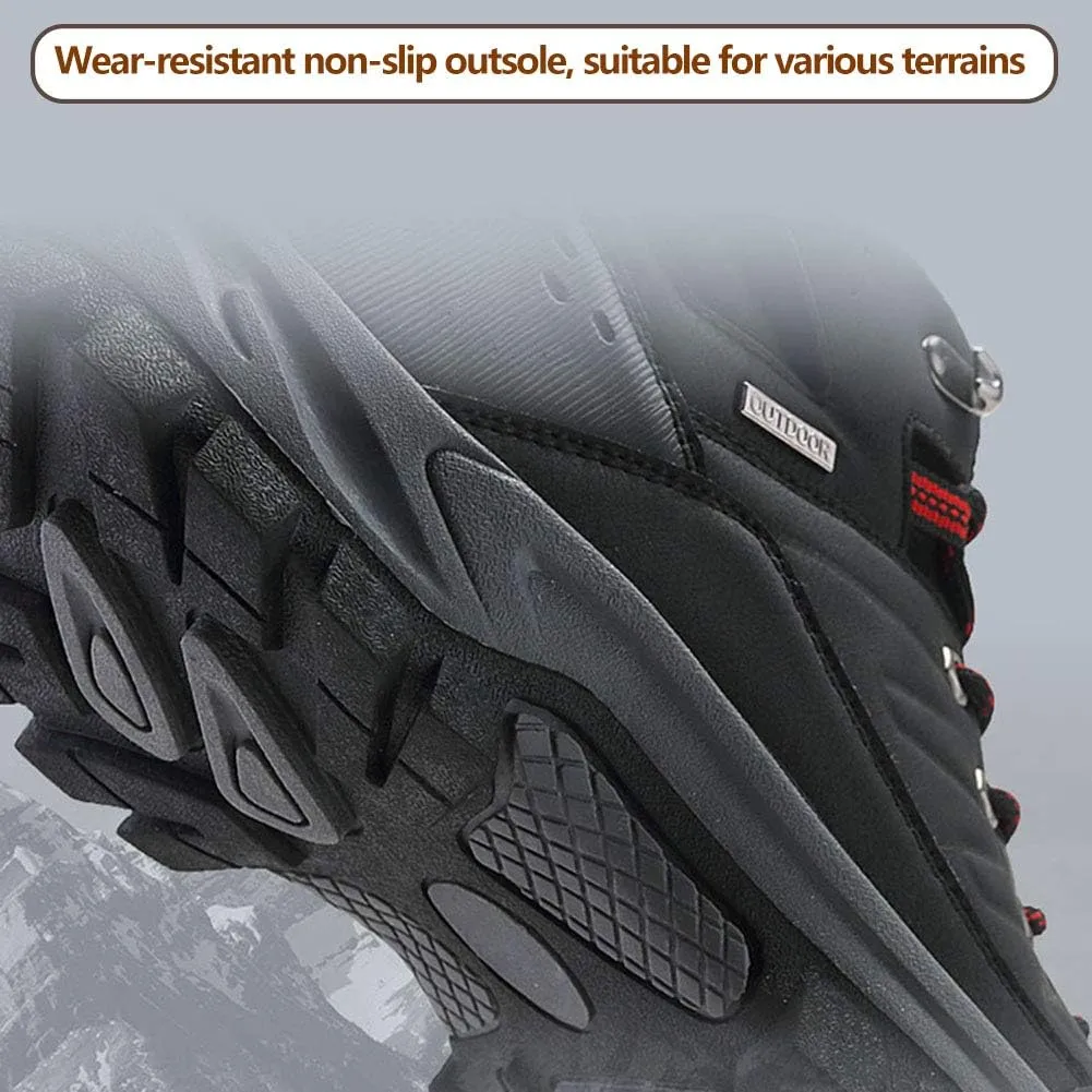 Plus Velvet Hiking Shoes, Wear-Resistant and Breathable Leather Cotton Shoes Snow Boots