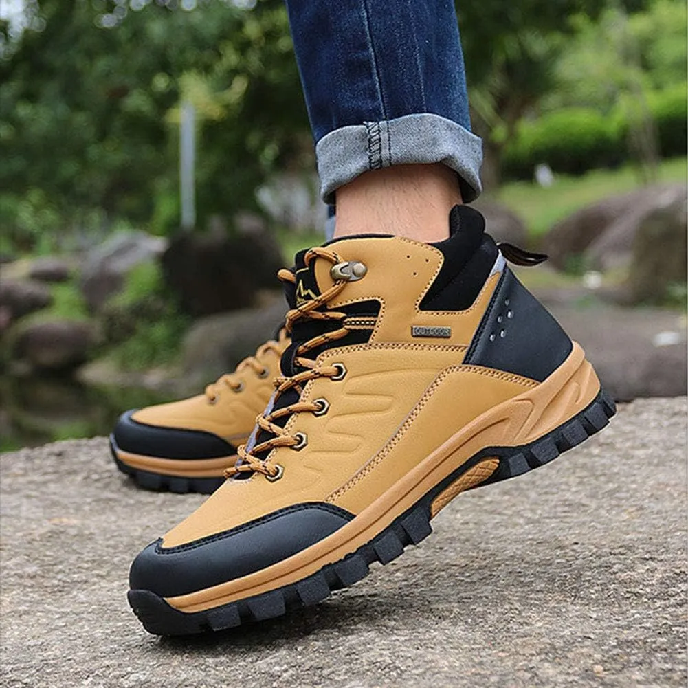 Plus Velvet Hiking Shoes, Wear-Resistant and Breathable Leather Cotton Shoes Snow Boots