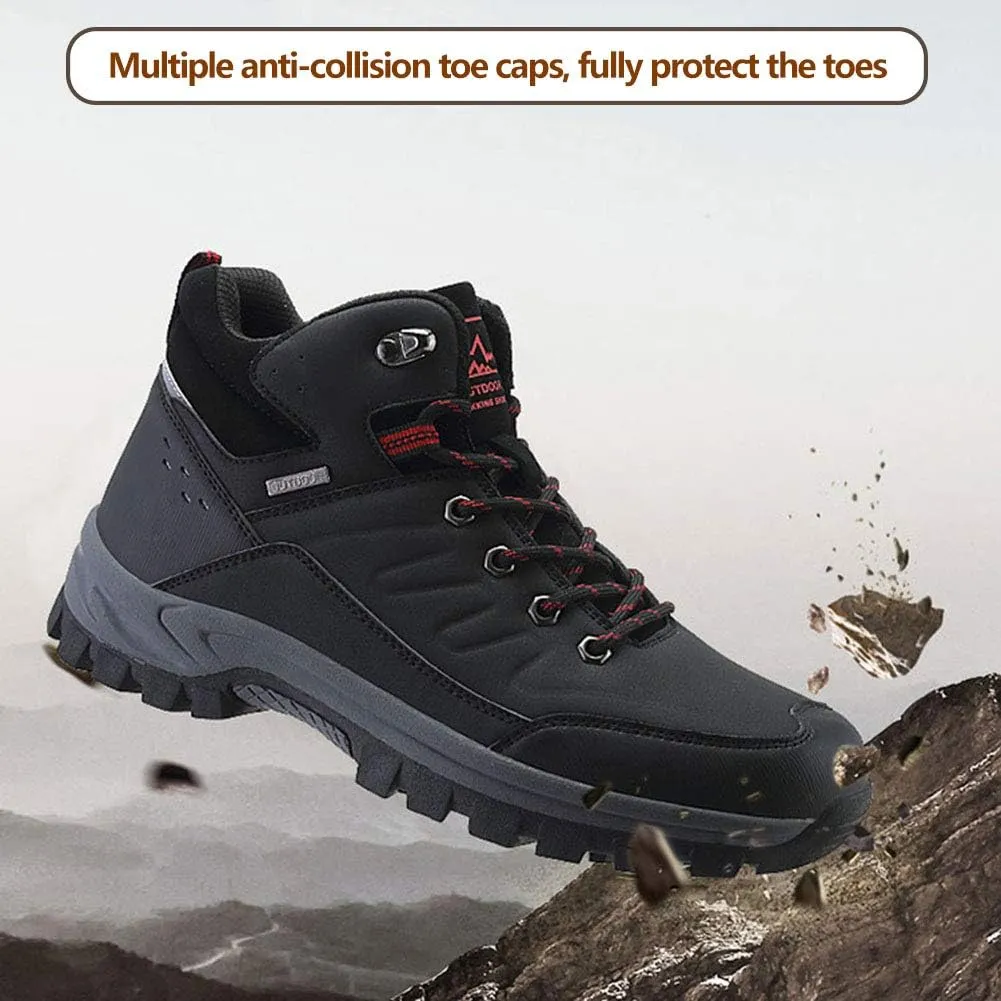 Plus Velvet Hiking Shoes, Wear-Resistant and Breathable Leather Cotton Shoes Snow Boots