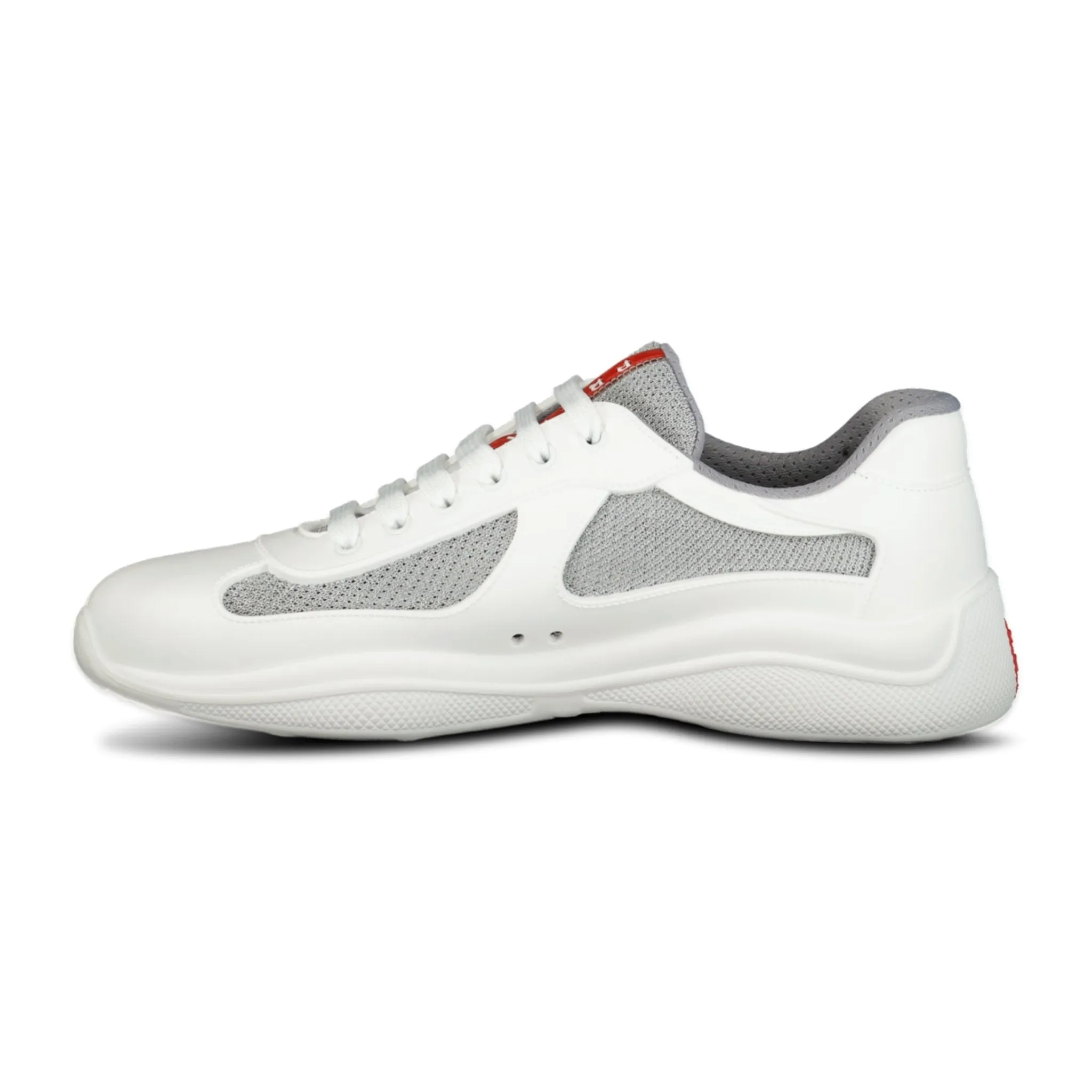 Prada Americas Cup Sneakers Soft Rubber White & Grey Mesh