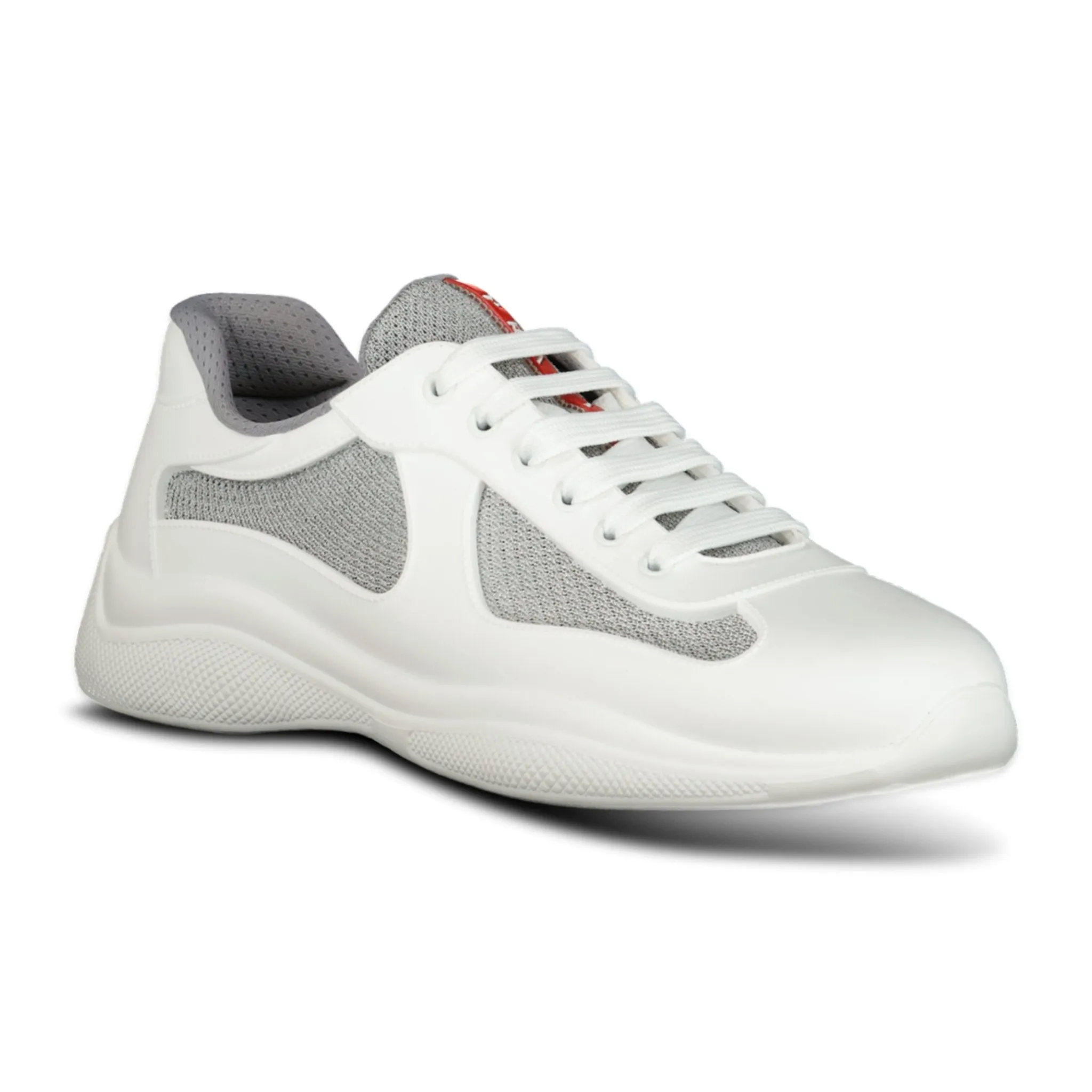 Prada Americas Cup Sneakers Soft Rubber White & Grey Mesh