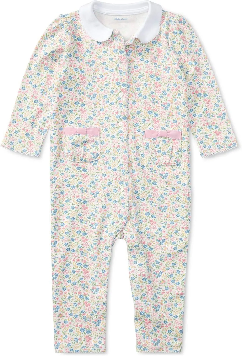 Ralph Lauren Baby Girls Floral Cotton Coverall White Multi