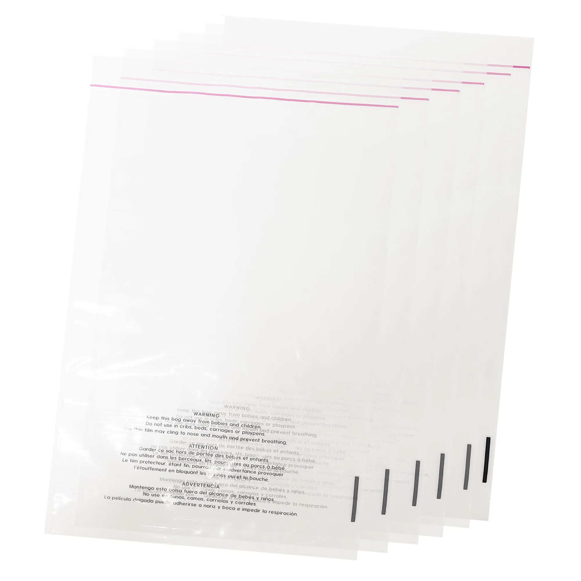 Resealable Suffocation Warning Bags, 1.5 Mil Seal Clear Flat Bags with Suffocation Warning, 6 x 9 to 14 x 20 - 1000/Case