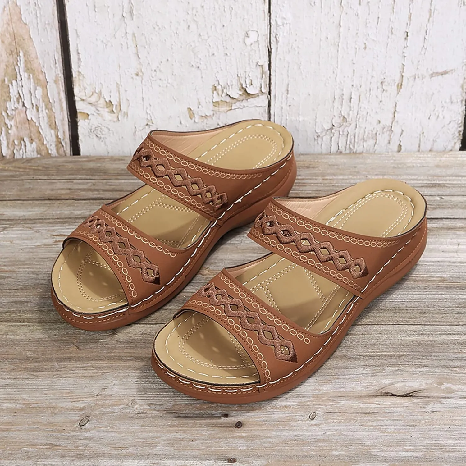 Rvidbe Orthopedic Sandals for Women Fashion, Womens Walking Sandals with Arch Support Anti-Slip Comfortable Sandals Slippers