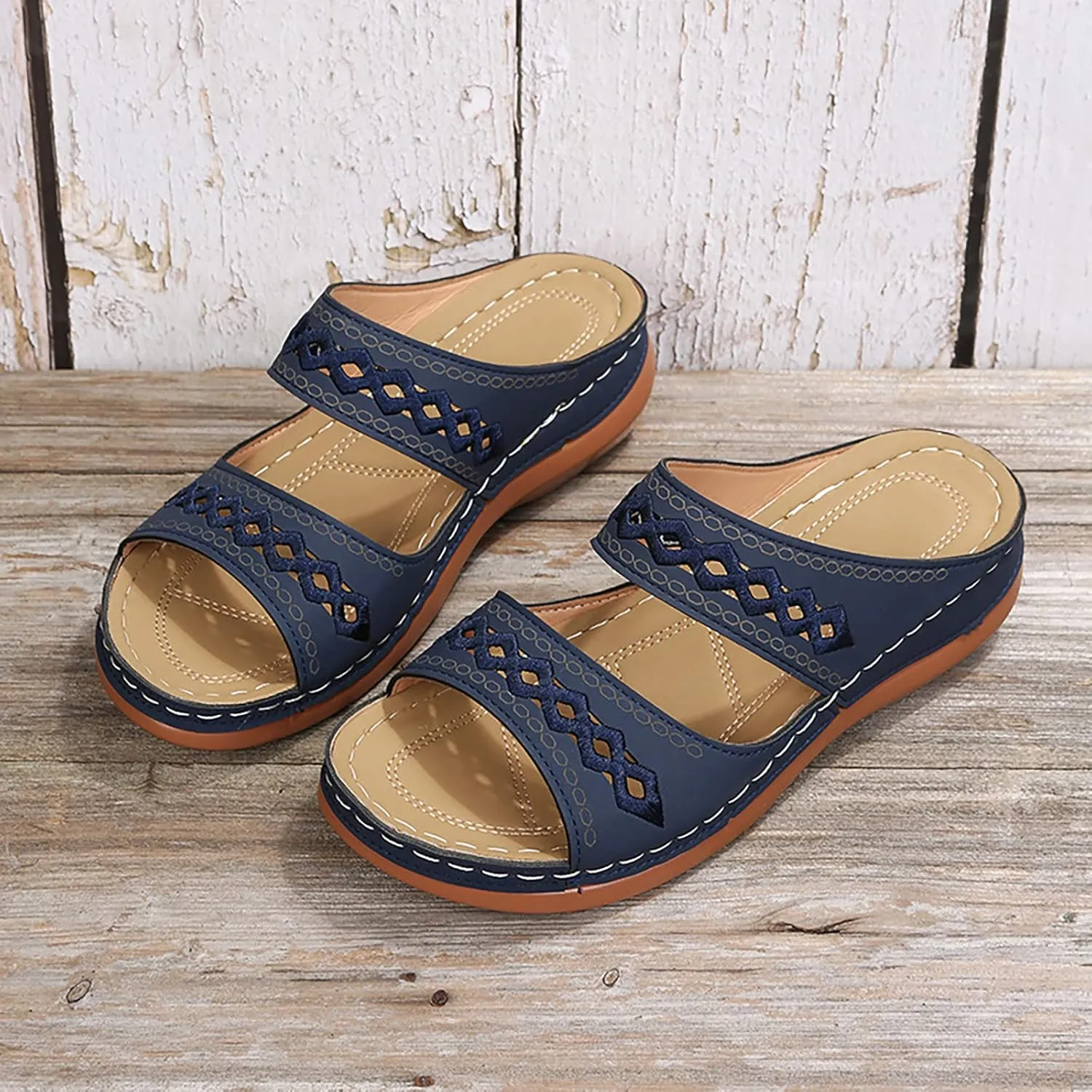 Rvidbe Orthopedic Sandals for Women Fashion, Womens Walking Sandals with Arch Support Anti-Slip Comfortable Sandals Slippers