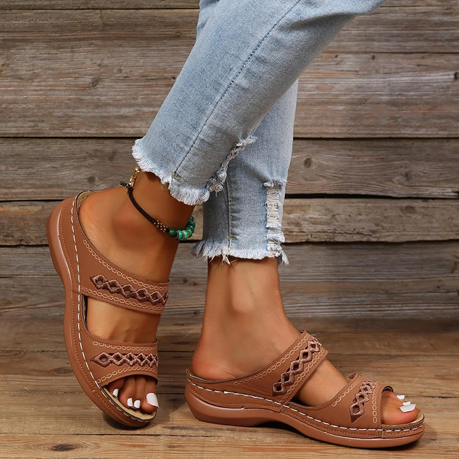 Rvidbe Orthopedic Sandals for Women Fashion, Womens Walking Sandals with Arch Support Anti-Slip Comfortable Sandals Slippers