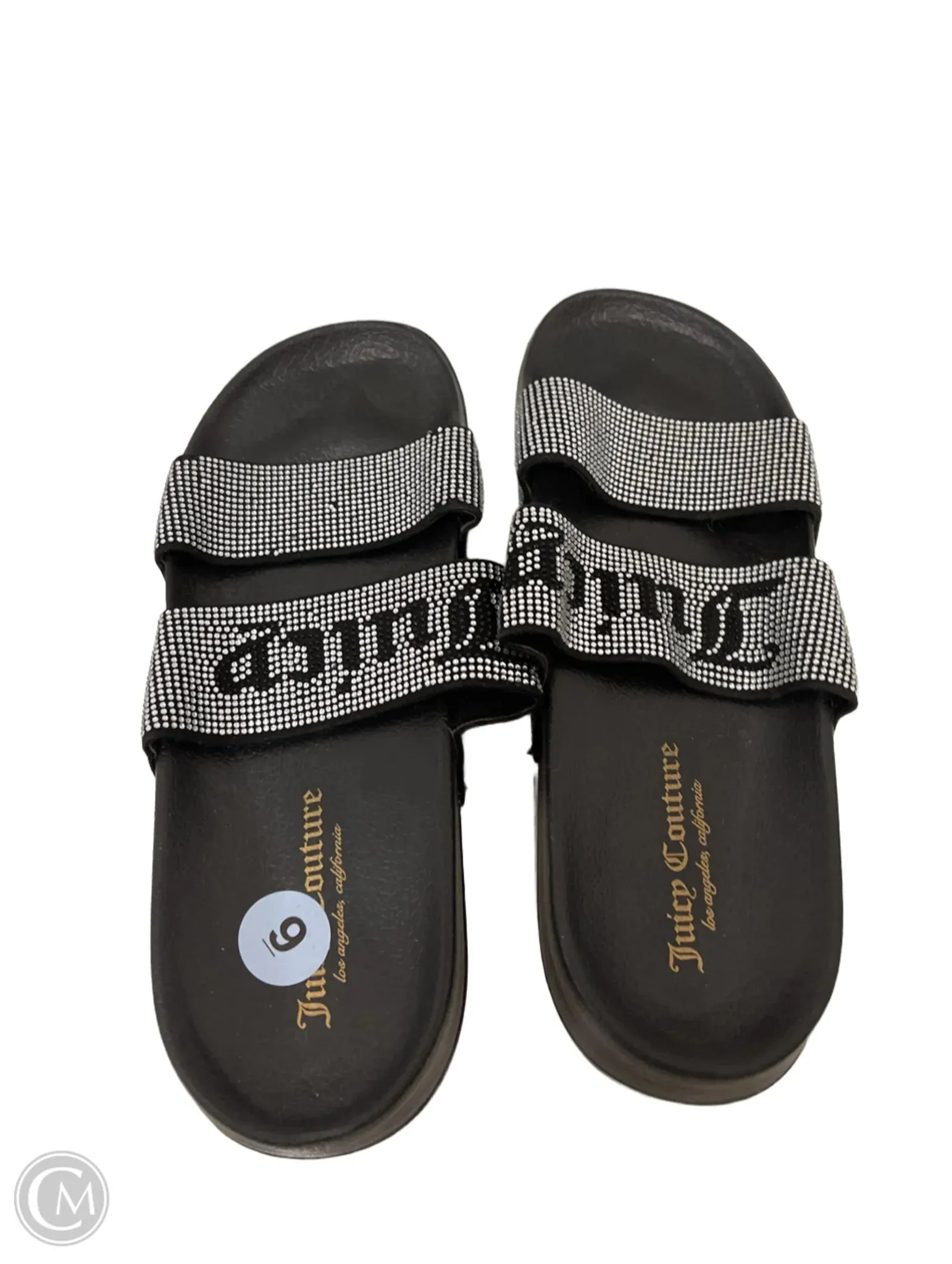 Sandals Flats By Juicy Couture In Black & Silver, Size: 9
