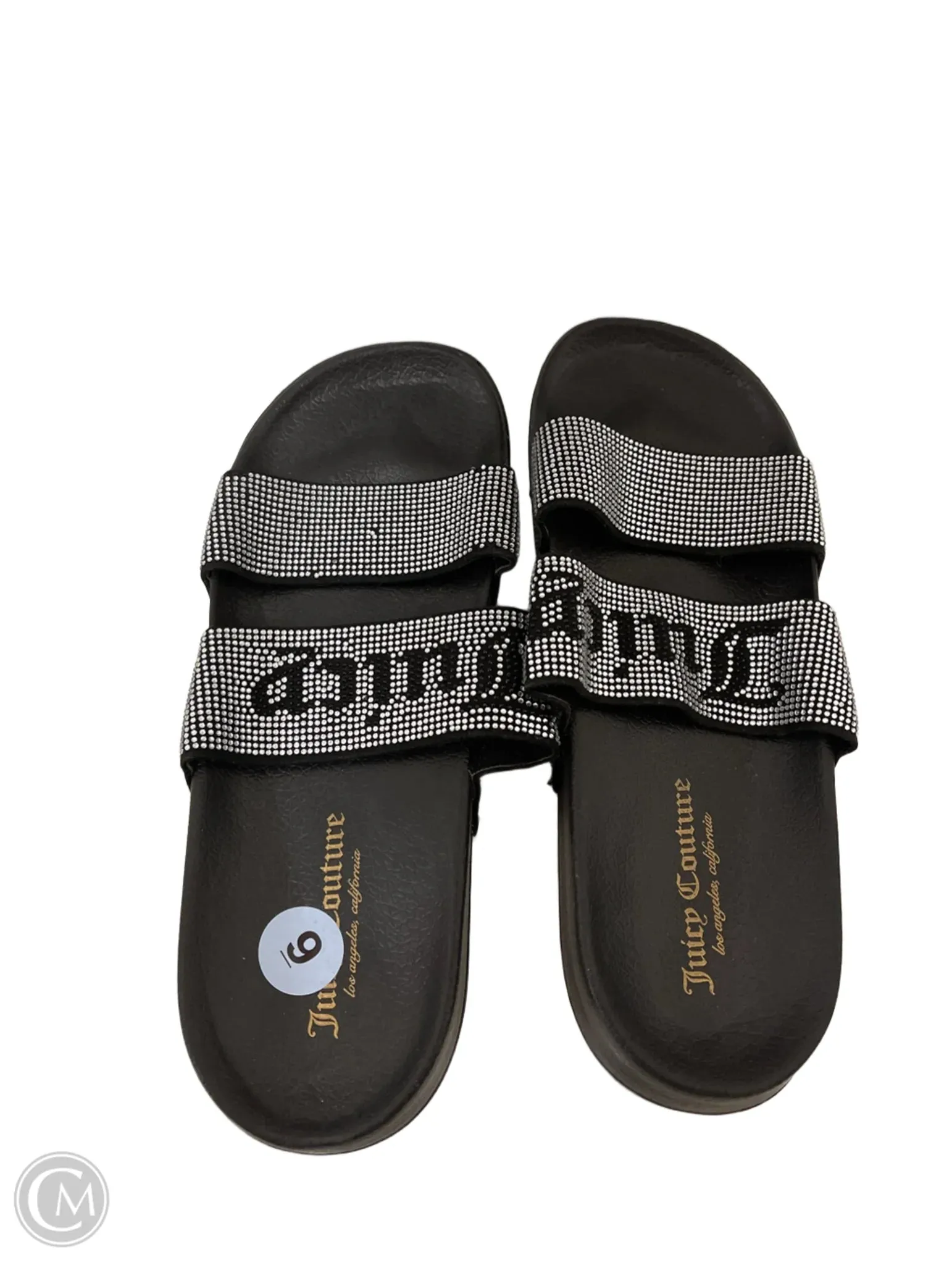 Sandals Flats By Juicy Couture In Black & Silver, Size: 9