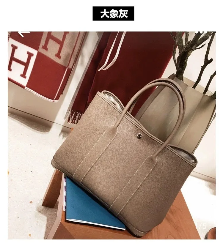 SEALBEER 2025 garden bag head layer lychee pattern cowhide togo leather commuting trend versatile handbag large capacity women's bag