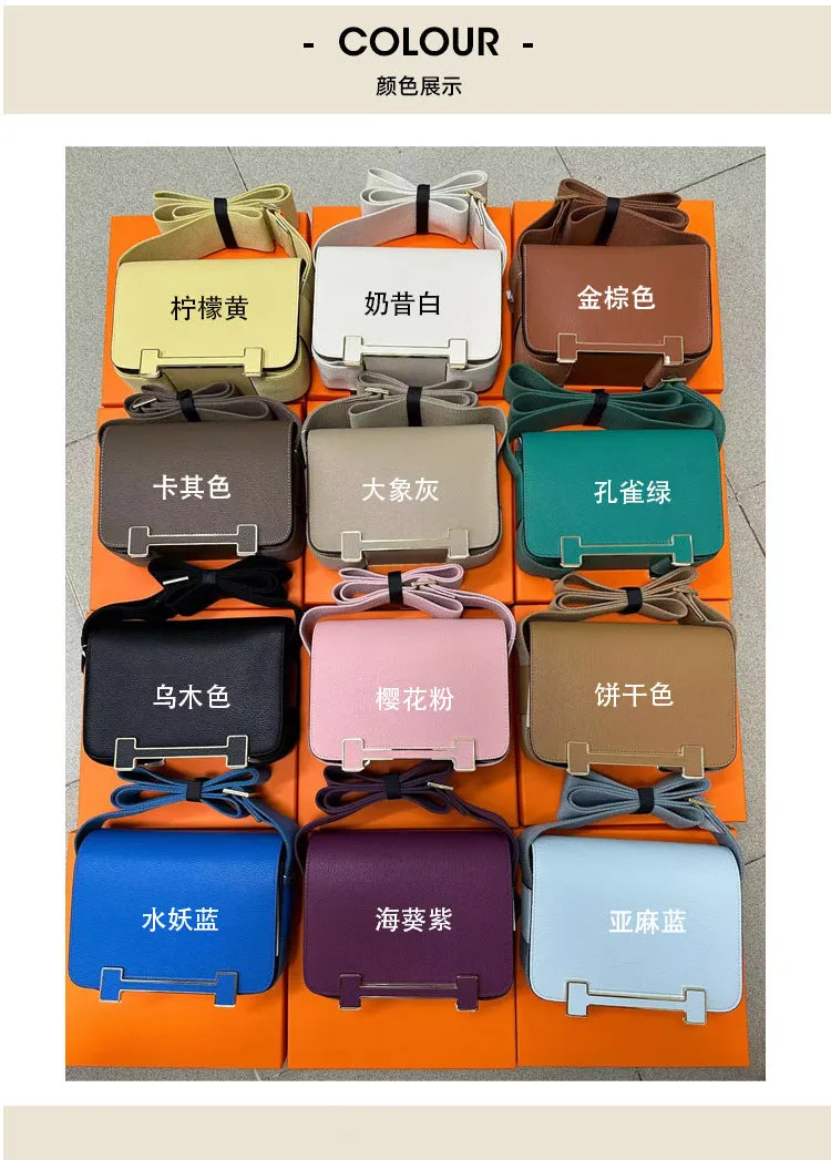 SEALBEER Autumn and winter new popular clogs bag leather women's bag wide shoulder strap single shoulder messenger bag bag versatile stewardess bag small square bag