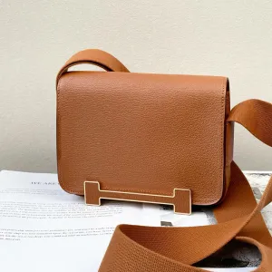 SEALBEER Autumn and winter new popular clogs bag leather women's bag wide shoulder strap single shoulder messenger bag bag versatile stewardess bag small square bag