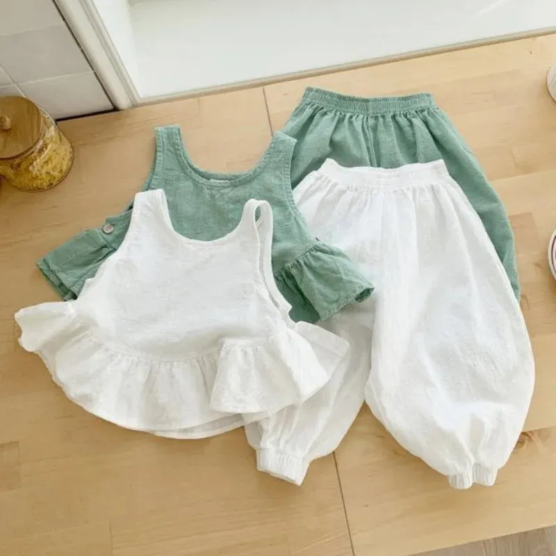 Solid Ruffle Camisole & Pants Set