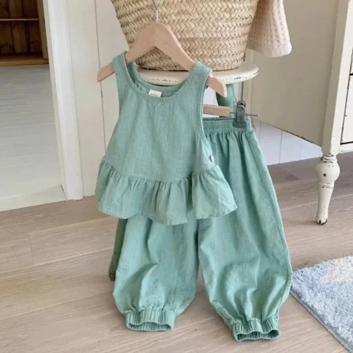 Solid Ruffle Camisole & Pants Set