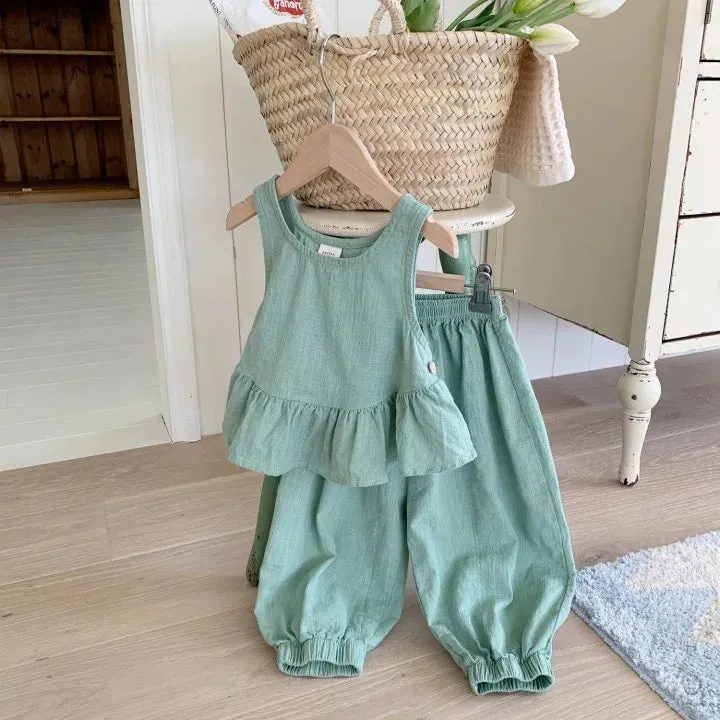 Solid Ruffle Camisole & Pants Set