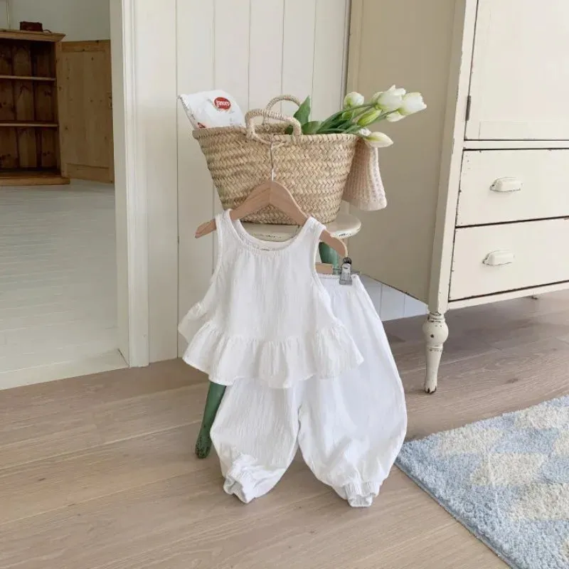 Solid Ruffle Camisole & Pants Set
