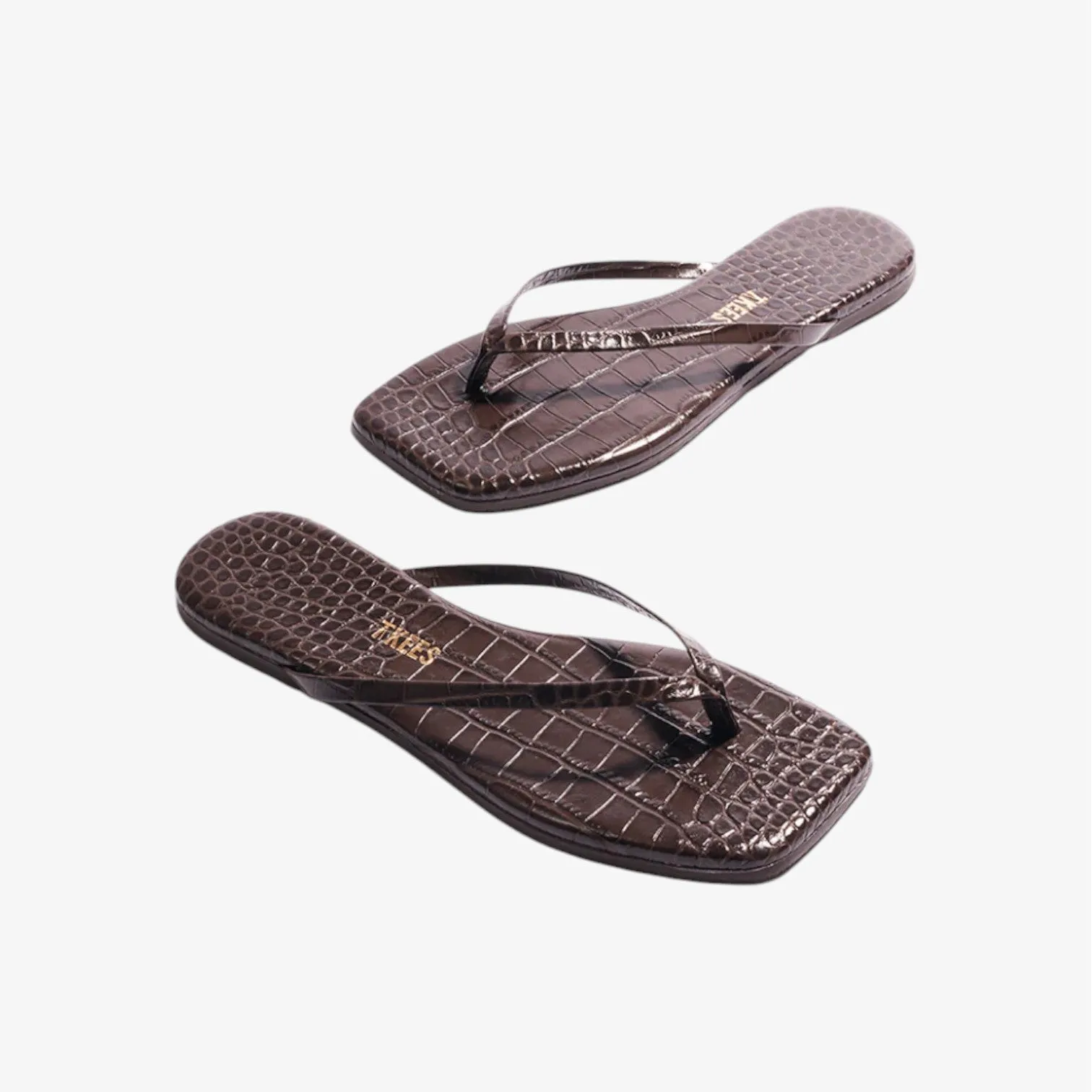 Square Toe Lily Croc Carob