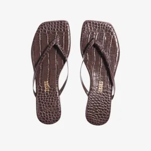 Square Toe Lily Croc Carob