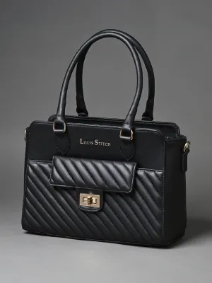 Stylish Black Multi-Pocket Satchel Handbag for Women