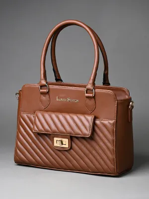 Stylish Brown Multi-Pocket Satchel Handbag for Women