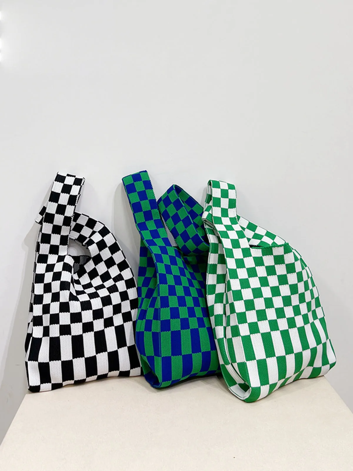 Stylish Checkerboard Print Tote Bag