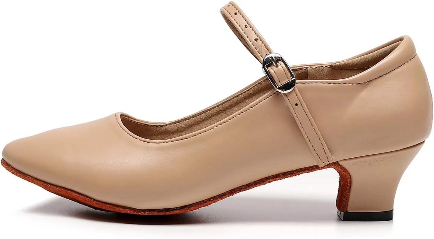 SWDZM Womens Ballroom Dance Shoes Closed Toe Latin Salsa Character Tango Practice Dancing Shoes