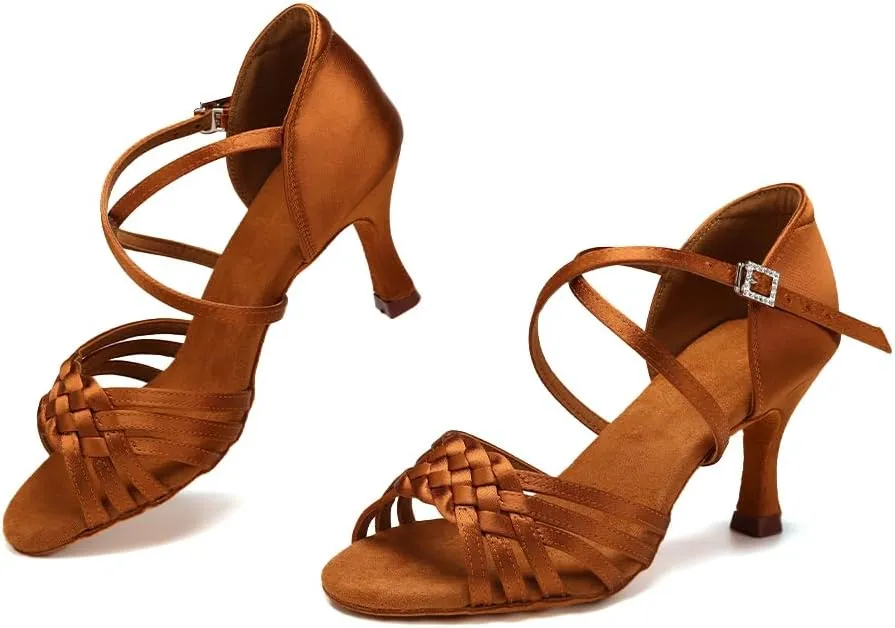 SWDZM Womens Latin Dance Shoes Suede Sole Ballroom Salsa Practice Dancing Shoes