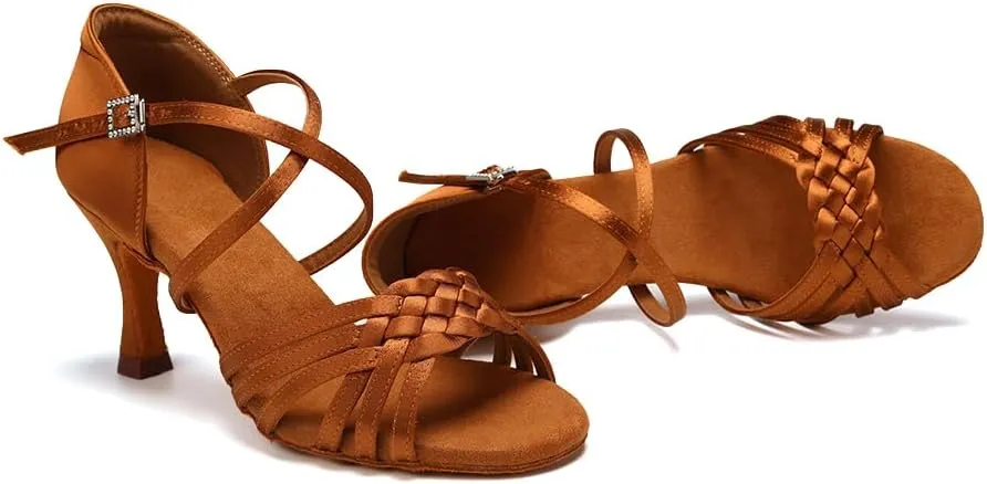 SWDZM Womens Latin Dance Shoes Suede Sole Ballroom Salsa Practice Dancing Shoes