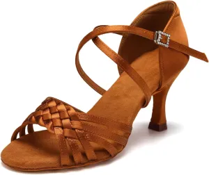 SWDZM Womens Latin Dance Shoes Suede Sole Ballroom Salsa Practice Dancing Shoes