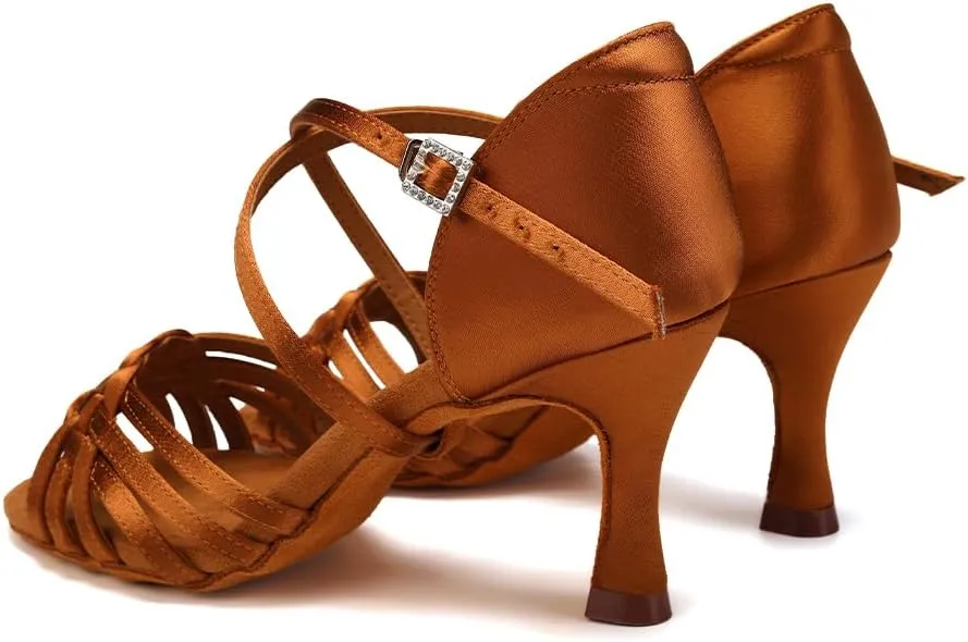 SWDZM Womens Latin Dance Shoes Suede Sole Ballroom Salsa Practice Dancing Shoes