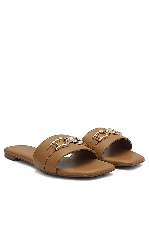 Tan Buckle Up Flats