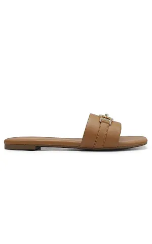 Tan Buckle Up Flats