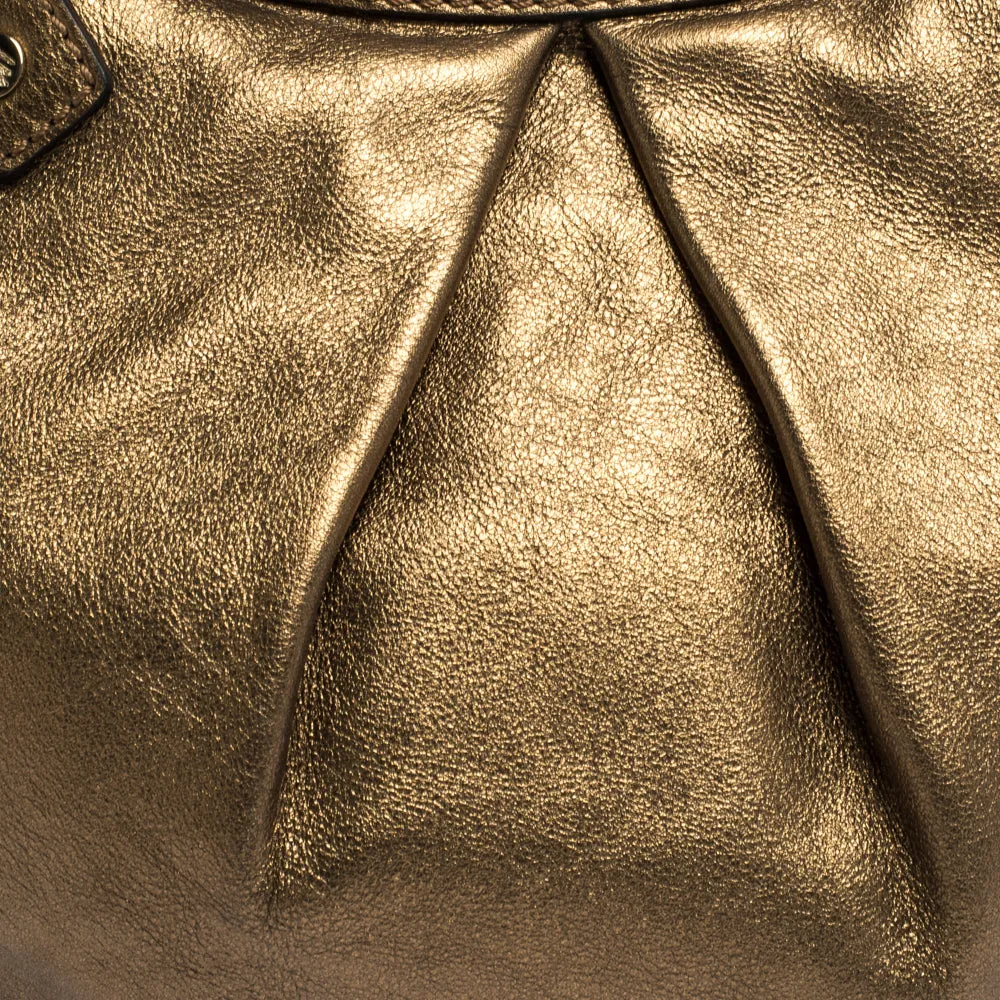 Trendy Inspired Burberry Gold Leather Hartley Hobo