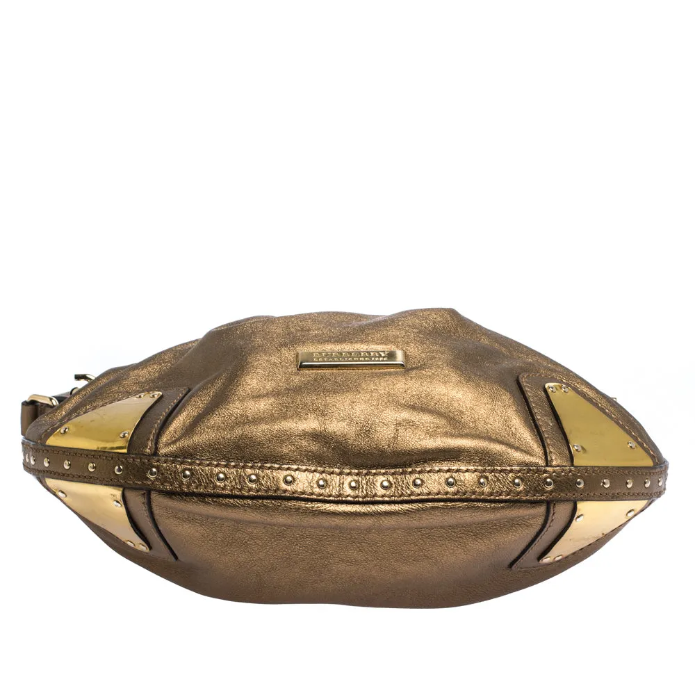 Trendy Inspired Burberry Gold Leather Hartley Hobo