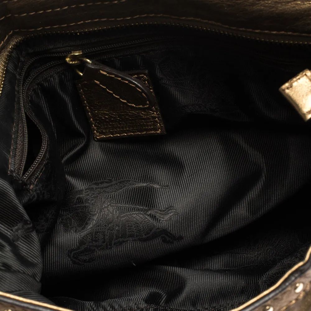Trendy Inspired Burberry Gold Leather Hartley Hobo