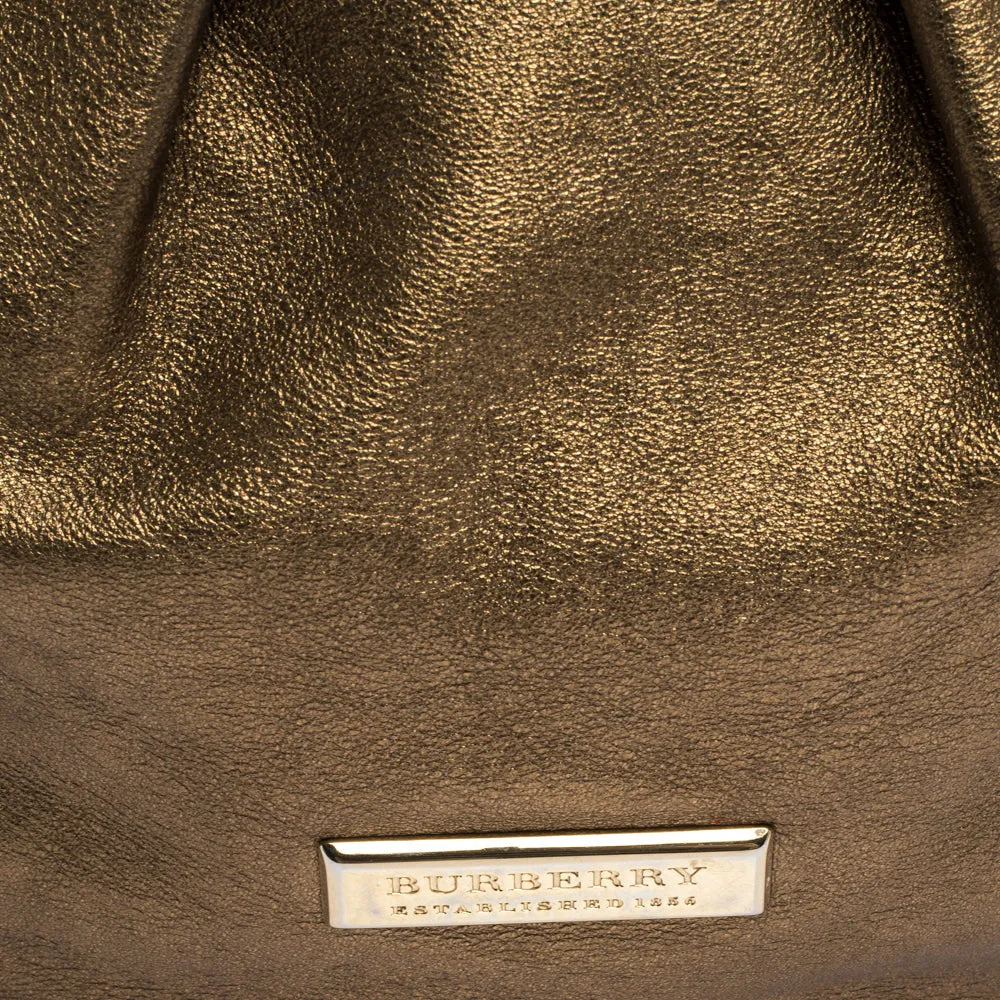 Trendy Inspired Burberry Gold Leather Hartley Hobo