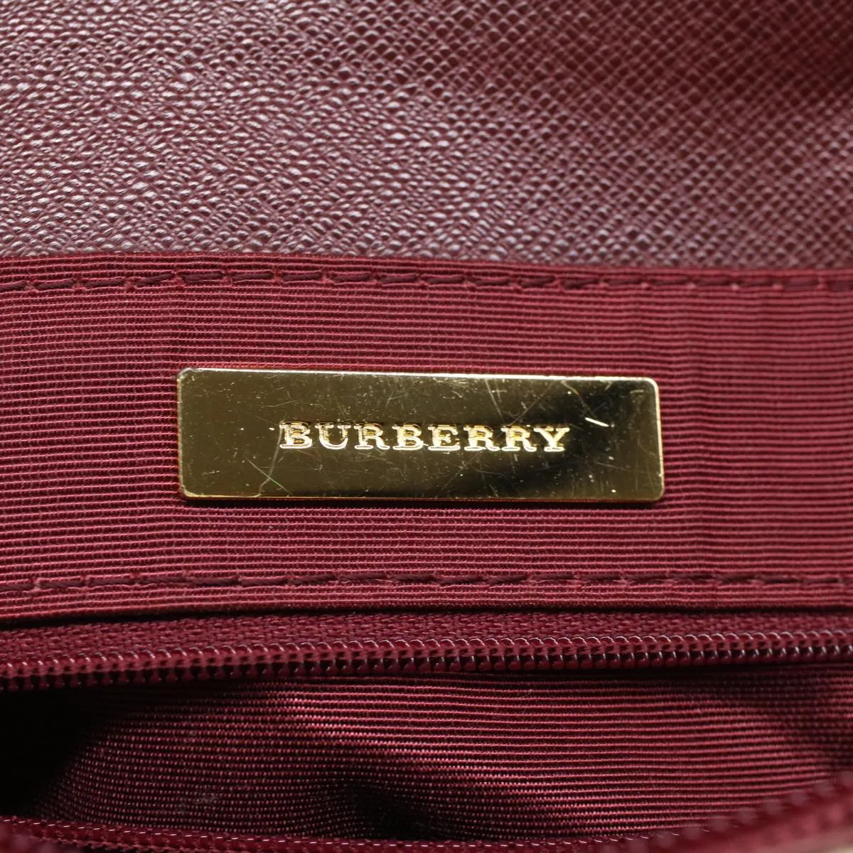 Trendy Inspired Burberry Nova Check Shoulder Bag Nylon Leather Beige Wine Red Auth 52038