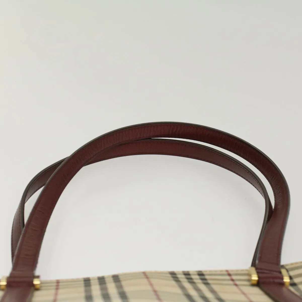 Trendy Inspired Burberry Nova Check Shoulder Bag Nylon Leather Beige Wine Red Auth 52038