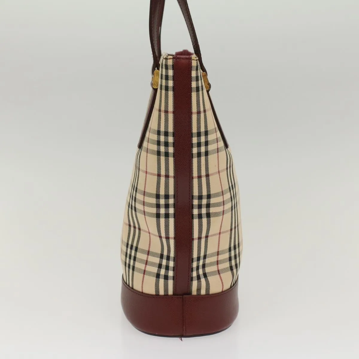 Trendy Inspired Burberry Nova Check Shoulder Bag Nylon Leather Beige Wine Red Auth 52038