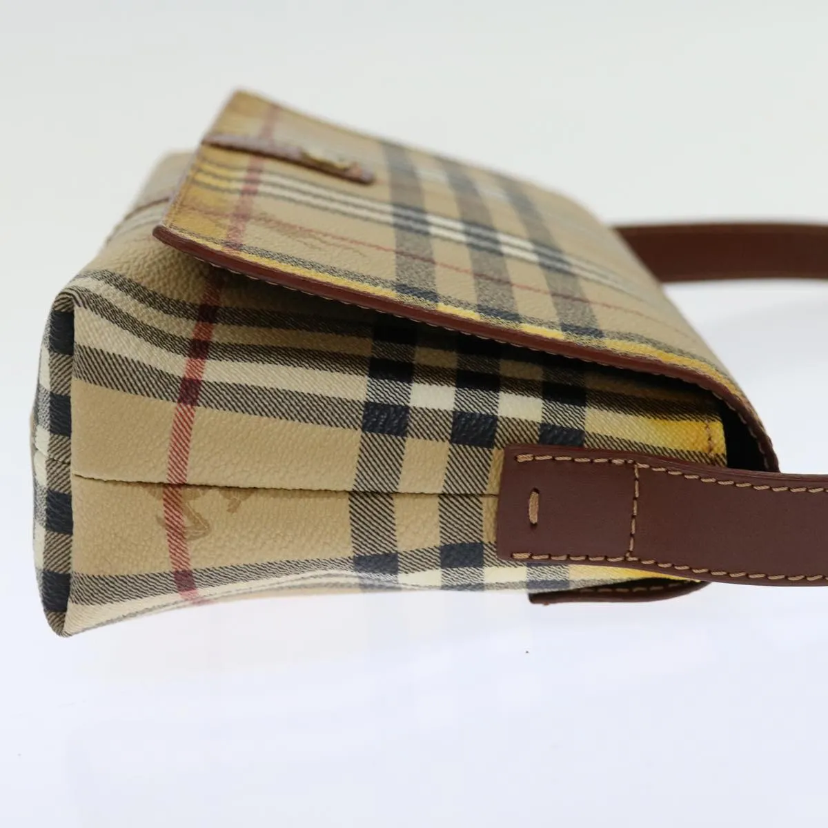 Trendy Inspired Burberry Nova Check Shoulder Bag Pvc Beige Brown Auth 70944