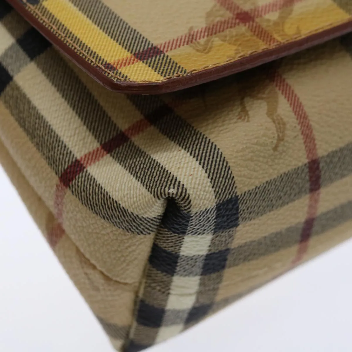Trendy Inspired Burberry Nova Check Shoulder Bag Pvc Beige Brown Auth 70944