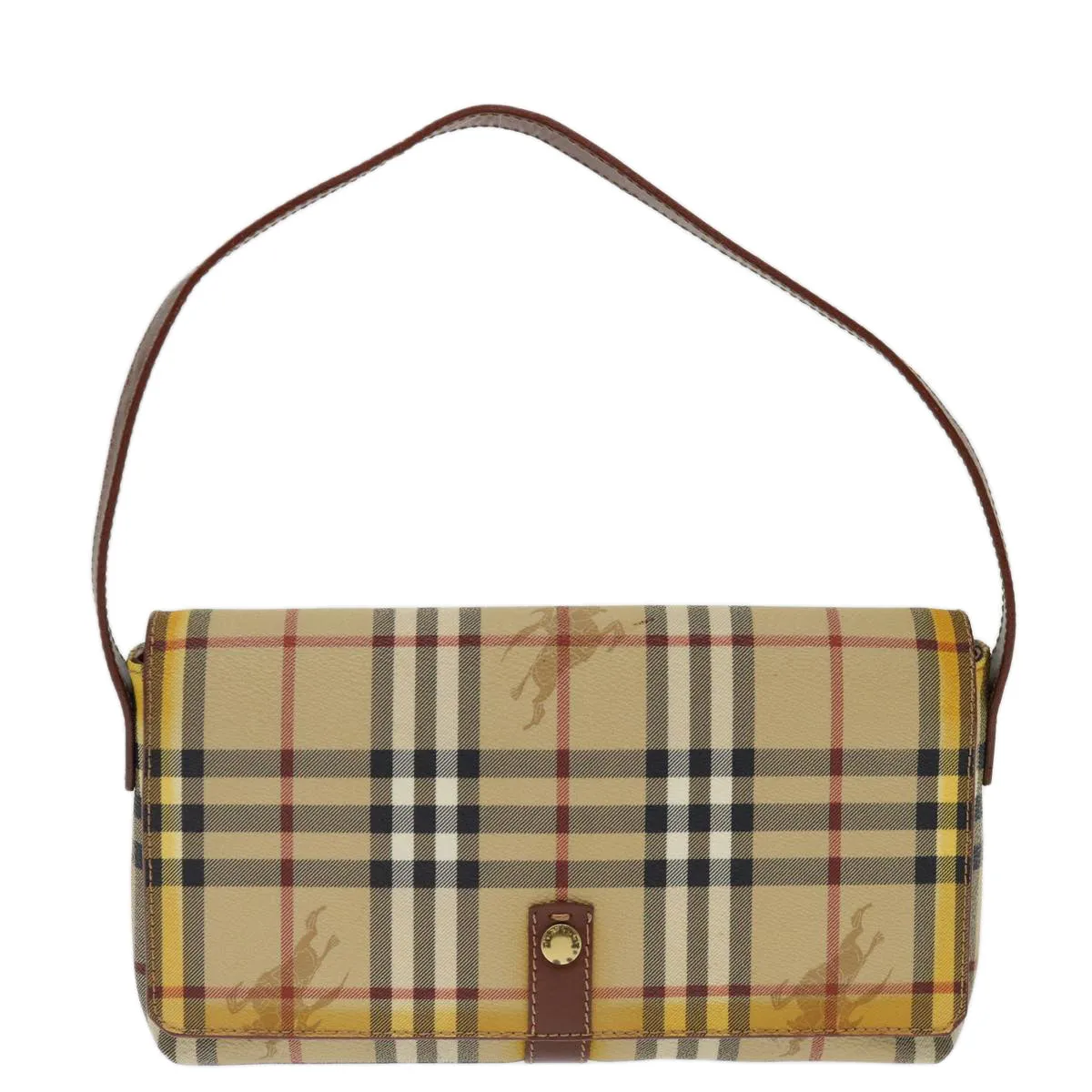 Trendy Inspired Burberry Nova Check Shoulder Bag Pvc Beige Brown Auth 70944