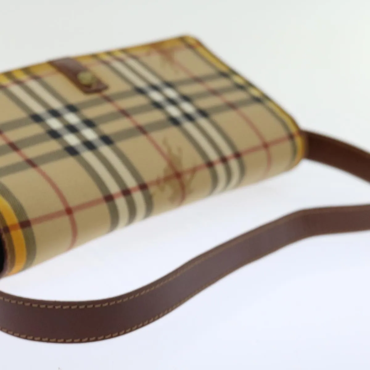 Trendy Inspired Burberry Nova Check Shoulder Bag Pvc Beige Brown Auth 70944