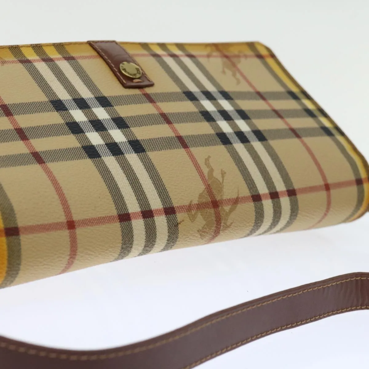 Trendy Inspired Burberry Nova Check Shoulder Bag Pvc Beige Brown Auth 70944