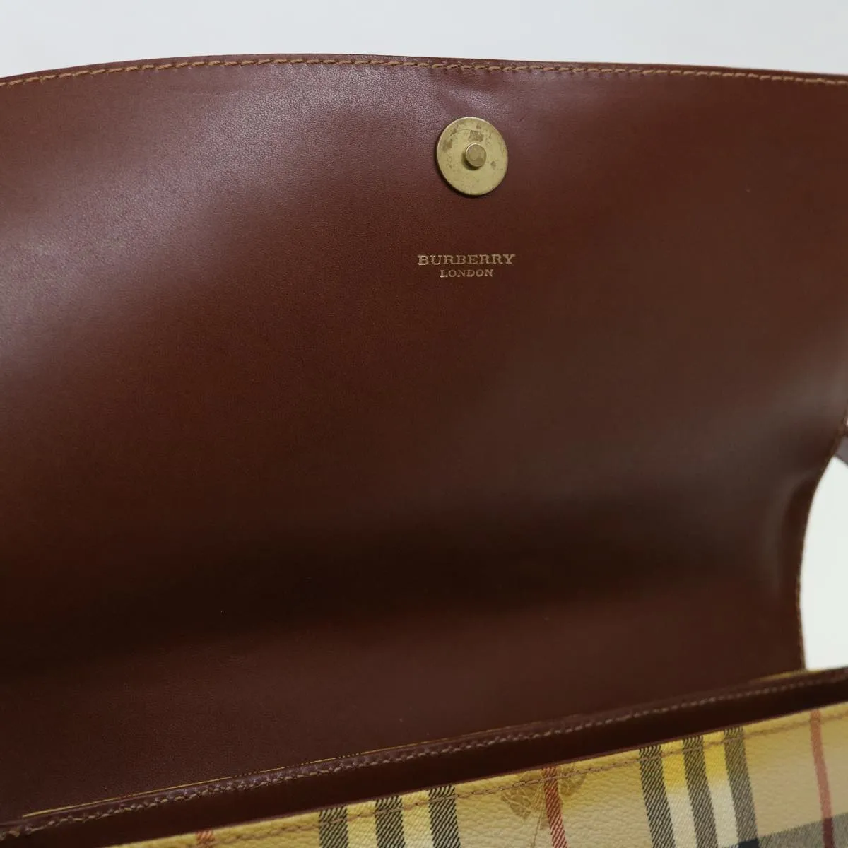Trendy Inspired Burberry Nova Check Shoulder Bag Pvc Beige Brown Auth 70944