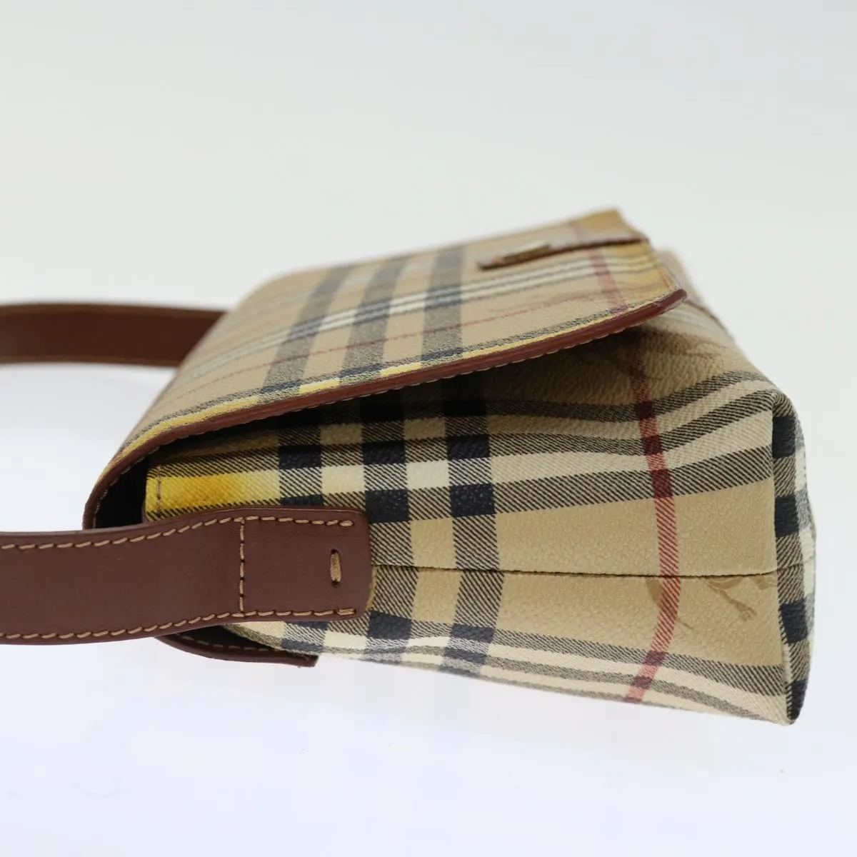Trendy Inspired Burberry Nova Check Shoulder Bag Pvc Beige Brown Auth 70944